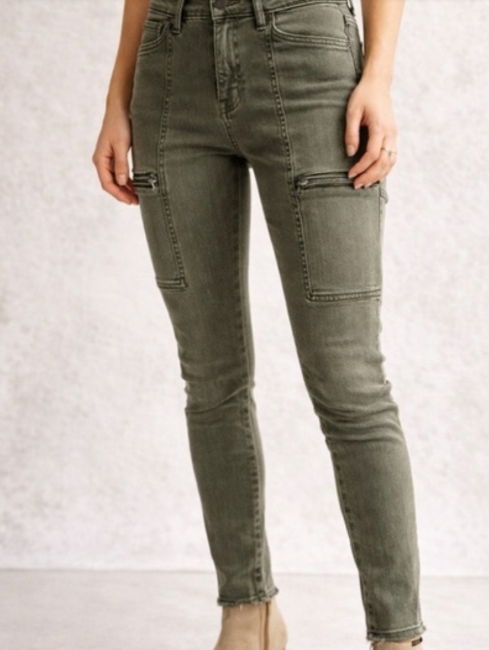 Pistola Audrey High Rise Skinny Cargo Pants Olive Green Utility Jeans 16W